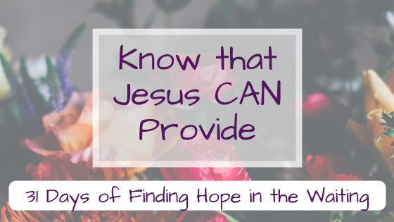 How you can Know that Jesus CAN Provide {Finding Hope in the Waiting}