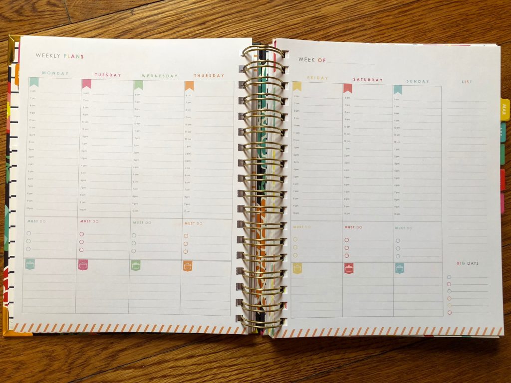 weekly planning pages